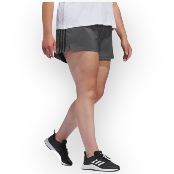 adidas Pants - NWT Adidas Women’s Plus Size Pacer 3-Stripes Woven Shorts – Grey Six/Black 1X